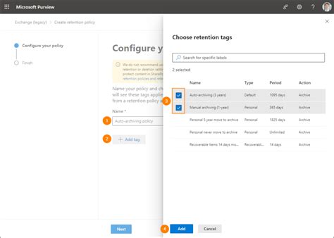 Configuring Office 365 Archiving Policy .